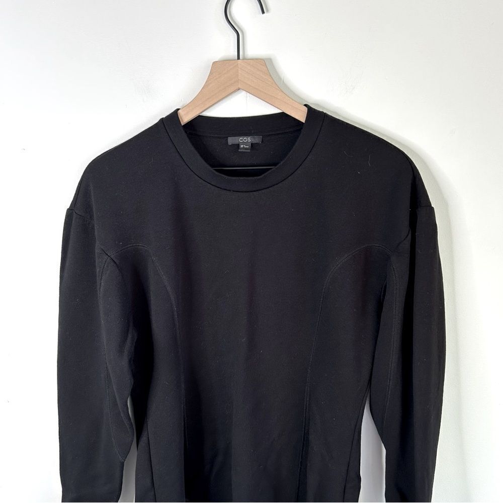 Cos Black Viscose sweatshirt dress, size Medium